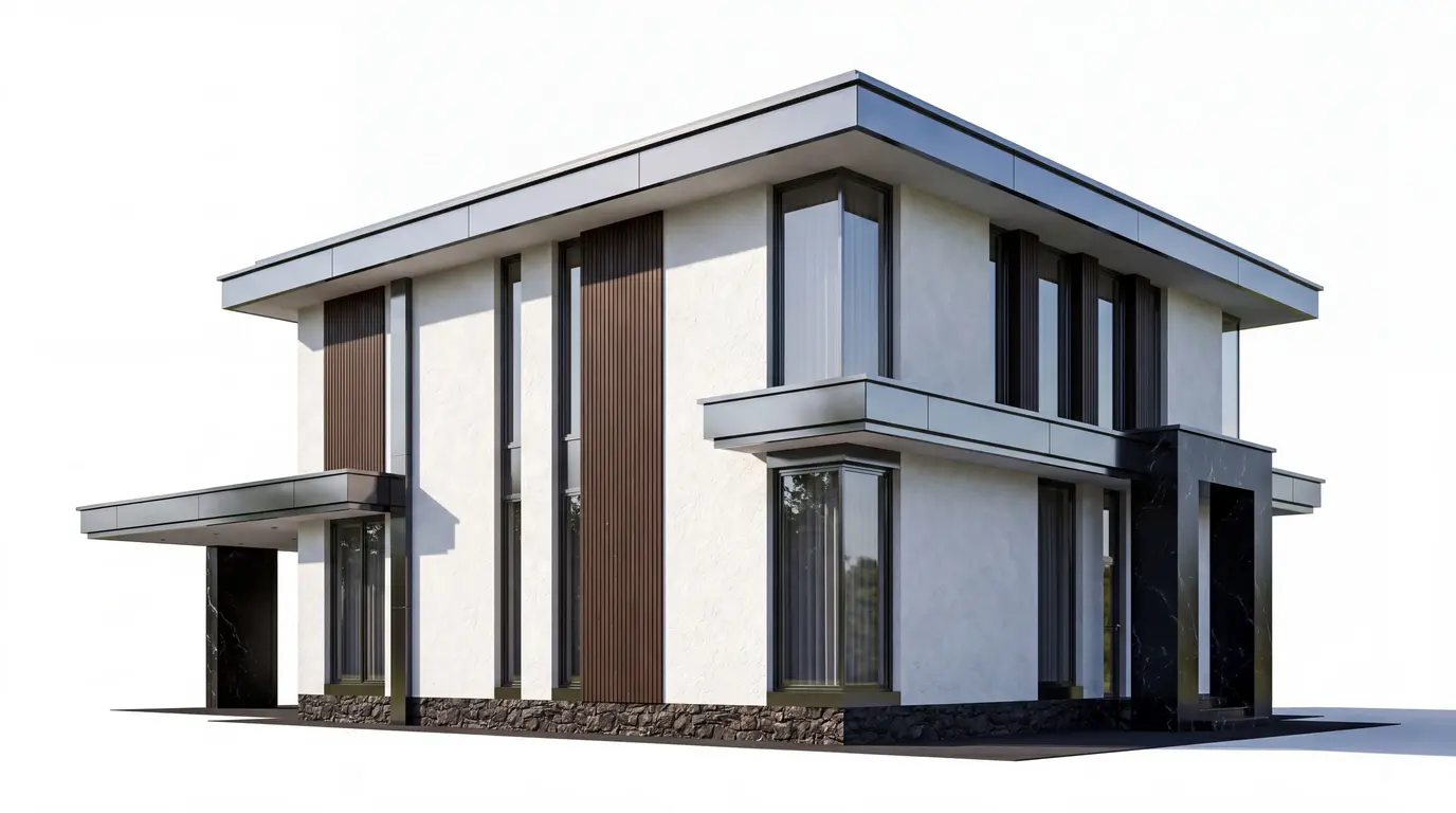 Рендеры домов на белом фоне — стиль «райт render3»